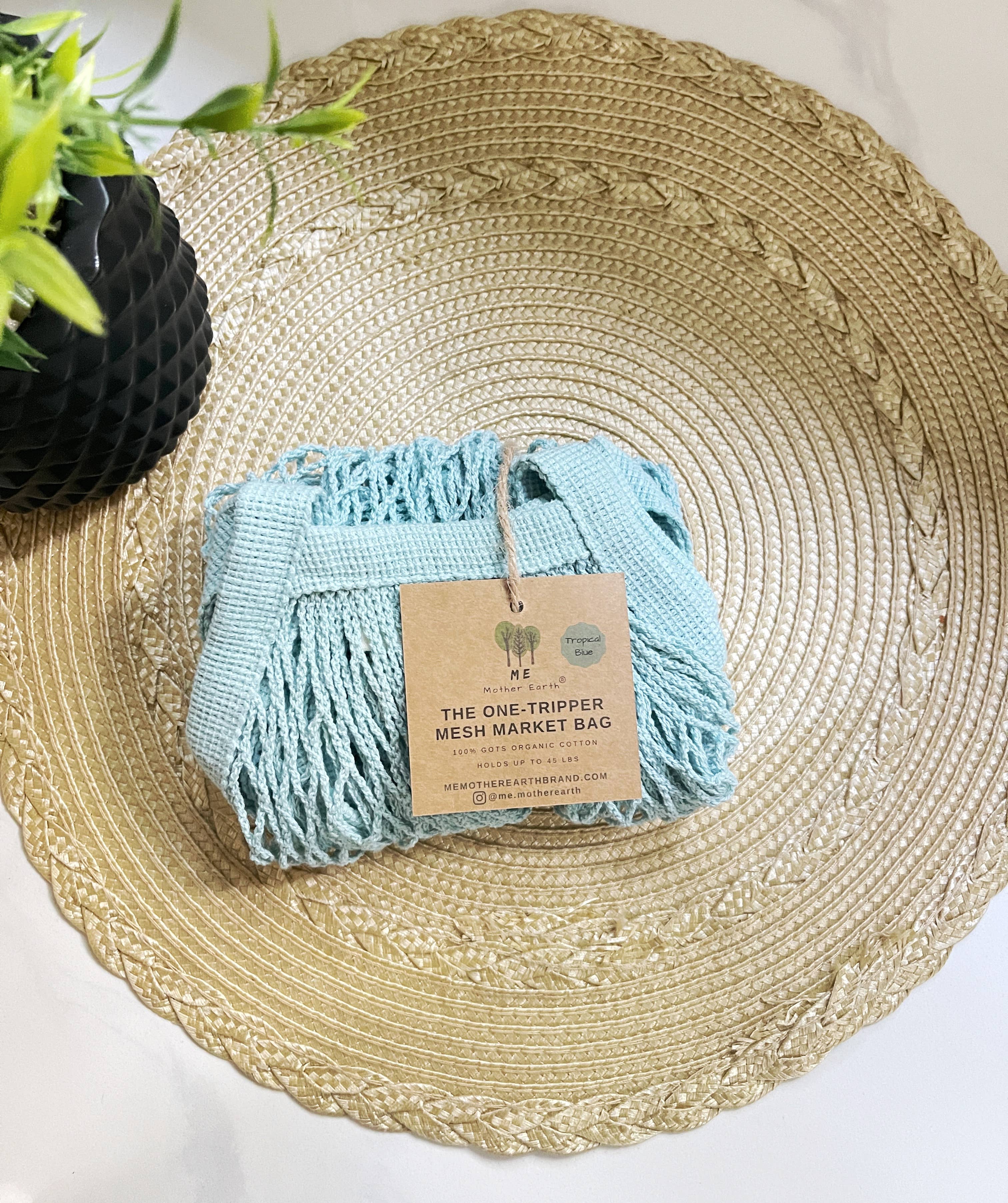 Zero Waste Mesh Market Bag - Tropical Blue